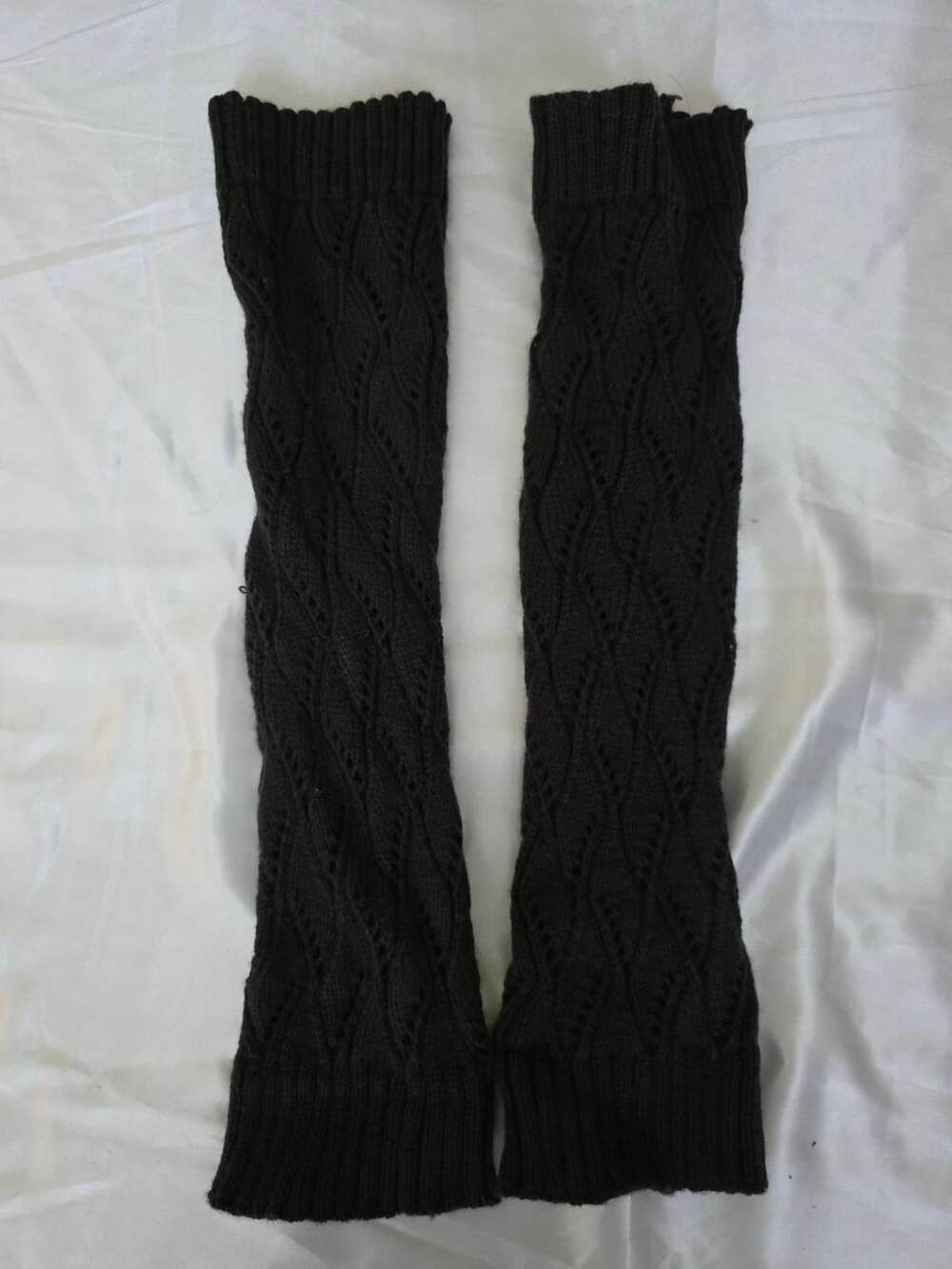 New Chocolate Brown Knitted Cable Knit Leg Warmers Black Winter Boot Cuffs
